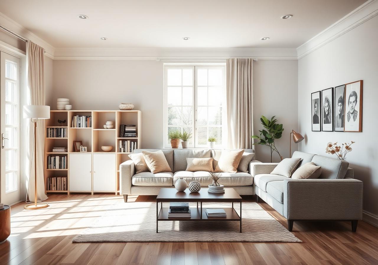 Beispiel-Wohnzimmer mit markierten Gegenständen
